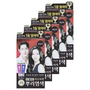 엘지 리엔 흑모비책 새치 뿌리염색 흑갈색 5개 염색약