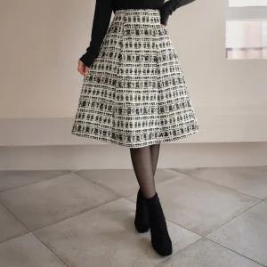 [시크라인] (~XXL까지) 이노샤 트위드 프린지 플레어 스커트 겨울 하객룩 오피스룩 모임룩 격식룩 연말룩 빅사이즈