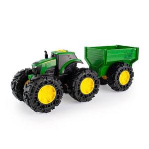 TOMY Monster Treads - John Deere 트랙터 장난감 및 왜건 조명 사운드 몬스터 트럭 타이어 포함 농장 만 3세 이상
