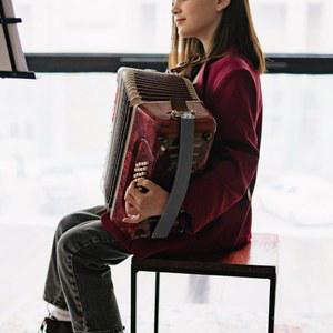 아코디언 베이스 스트립 패딩 처리된 조절 가능한 벨트 콘서티나 핸드 스트랩 악기 액세서리 실용적인 액세서리
