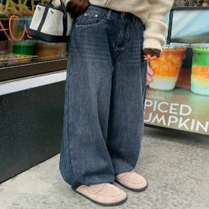 2587 빅기모 스냅버튼 와이드 데님 (one color)