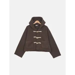 엘케이트 여성 겨울 크롭 양털 뽀글이 후드 떡볶이 숏코트 떡코 더플 하프 코트 LCR1