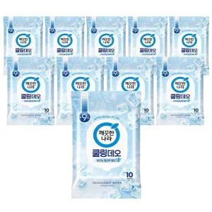 갤러리아 깨끗한나라 페퍼민트 쿨링 데오티슈 휴대형 10매 10팩