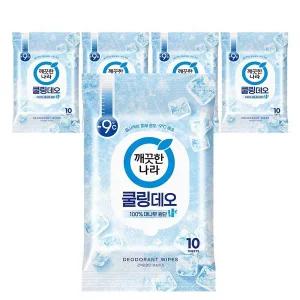 갤러리아 깨끗한나라 페퍼민트 쿨링 데오티슈 휴대형 10매 5팩