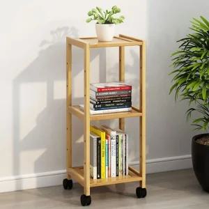 대나무 이동식 3단 선반/방수/처리/인테리어/공간/절약/이동식/거실/주방/다용도실/틈새/깔끔/수납/정리함