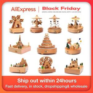 회전 목마 뮤지컬 상자 나무 뮤직 박스 나무 공예 레트로 생일 선물 빈티지 홈 인테리어 액세서리 발렌타인 데이 선물