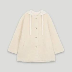 [비밀상점][코데즈컴바인] 니트후드 인조퍼 중기장 코트 (CKD-FR505WA)