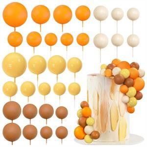 볼 케이크 토퍼 볼 케이크 픽, 다채로운 진주 공 모양 컵케이크 삽입 케이크 토퍼, 파티 선물, 웨딩 장식