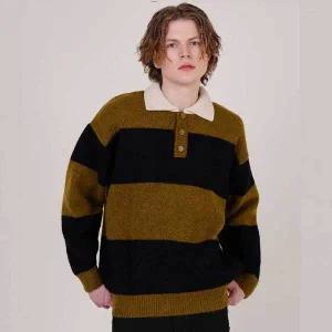 [커스텀어스]남자 울혼방 단가라 럭비 카라니트 CXS25WSKTC26 KHA