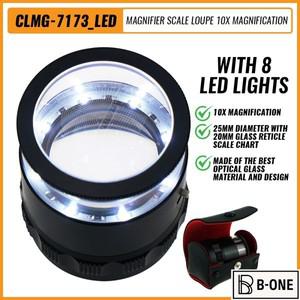 체중계 루페 돋보기, 10X 배율, 25mm 시야, 1 4 9 교체 가능 유리 차트, 조명 포함