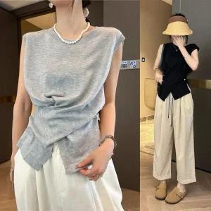 비조디테일 언발민소매티 실루엣연출 미니멀룩코디