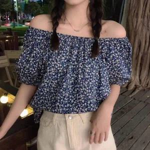 플라워 블라우스 반팔 휴양지룩 플라워패턴 오프