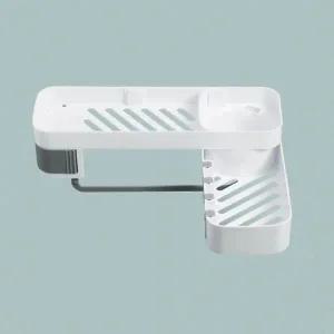 [골드스마일]무타공 욕실선반 180도 화장실선반 회전 욕실수납함 l