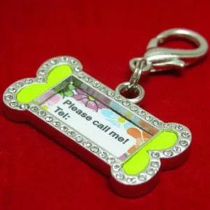 [골드스마일]외출 산책 M 강아지 펜던트 이름표 표식 큐빅 인식표