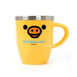 [골드스마일]스테인리스 얼굴 디자인 텀블러 옐로우 보온컵