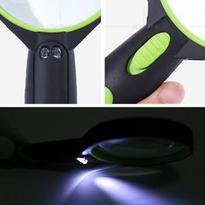 견고한 10배 확대경 75mm 렌즈 2 LED 램프 보석 읽기 시계 수리 수경 재배 원예용 휴대용 핸드헬드