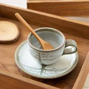 [골드스마일]이천도자기 1인 커피잔 도자기 나무 진 160ml 세트 컵