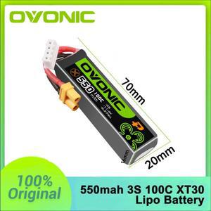 OVONIC 550mAh 3S 100C 11.4V 리포 배터리 RC FPV 레이싱 드론 쿼드콥터용 XT30 플러그 포함