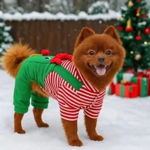 강아지 따뜻한 좋 스 통기성 포켓 편안한 네발 줄무늬 옷 코트 반려동물용품