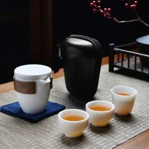 [골드스마일]휴대용 도자기 차도구 다완 백자 다기 티 용품