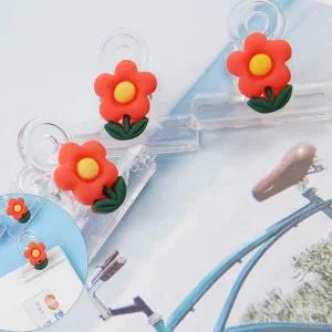 꽃모양 회사 학교 사무실 문서 플라스틱 소형 집게1P