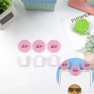 원형 귀여운 사진 그림 문서 핑크1P 종이 집게 부착