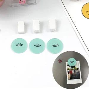 원형 소형 부착식 귀여운 문서 사진 집게 민트 1P