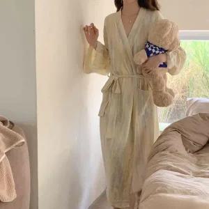 부드러운 롱 샤워 잠옷 가운 LM-0676