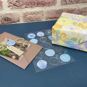 청첩장봉투스티커 에폭시 투명 실링왁스 스티커 블루