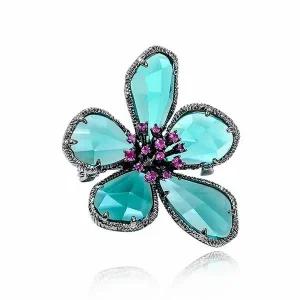 [골드스마일]코발트 일곱가지 크리스탈 브로치 봄꽃 미니 색상 심플