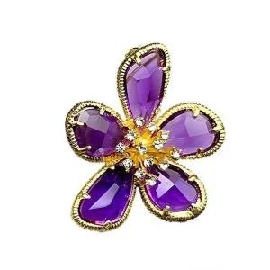 [골드스마일]퍼플 일곱가지 크리스탈 브로치 봄꽃 미니 색상 심플