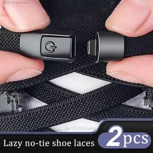고무줄신발끈 8mm 넥타이 신발 끈 금속 프레스 잠금 운동화 성인 플랫 확대