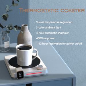2024 새로운 온도 조절 컵 매트 커피 난방 속도 타이머 9 단 손잡이 제어 기숙사 홈 선물