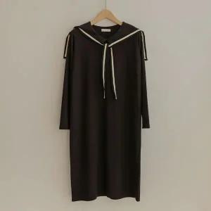 [하프클럽/]디란 세라 라인 배색 숄 원피스