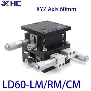 XYZ 축 LD60-LM 미세 조정 슬라이드 테이블 수동 변위  선형 스테이지 크로스 롤 60mm