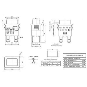 자동 잠금 온 오프 푸시 버튼 로커 스위치, 조명 PS21-16 히터, 전기 터치 16A, 250V, 4 핀