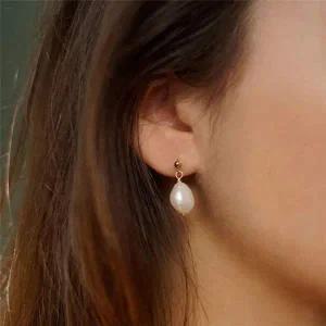 담수진주 귀걸이 자연주의 매듭 써지컬 혼주 심플