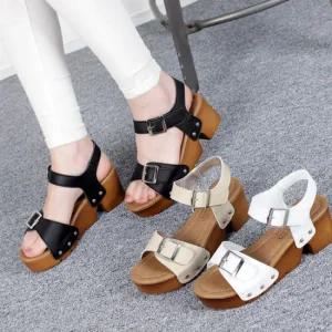 제이시 7cm 키높이 통굽 웨지 샌들 발편한샌들 S076