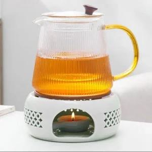 도자기 티포트 워머 화이트 브론즈 다기 차 우림기