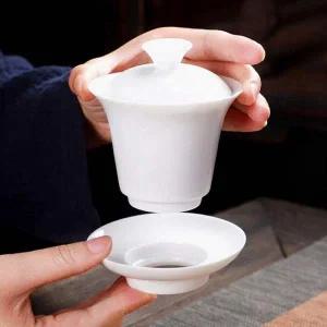 [골드스마일]순백 도자기 찻잔 마음 휴식용 차 향기 테이블웨어