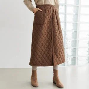 [데드라](88size)뒷밴딩누빔버튼스커트 SKE6006_YC