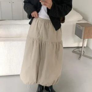 [다잇템] 여자 고무줄 캉캉 FW 패딩 하렘 드로우코드 롱스커트_23822493_588872