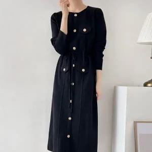 [다잇템] 여자 드로우코드 금장버튼 스웨터 상견레룩 FW 롱원피스_23822479_588872