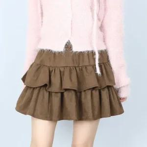 속바지) 보들 스웨이드 밴딩 캉캉 미니 스커트  파라