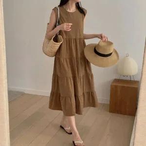 [에이치플러스몰]빅사이즈 캉캉 임산부 민소매원피스