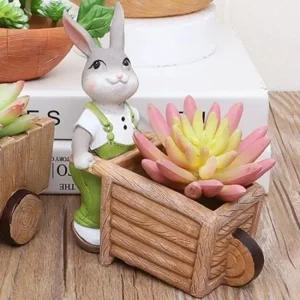 귀여운 토끼자매 미니화분 손수레) 토끼미니화분 귀여운미니화분 손수레화분