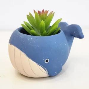 Carnic japan 미니고래 도자기화분 블루) 나뭇잎화분 도자기화분 다크그린화분