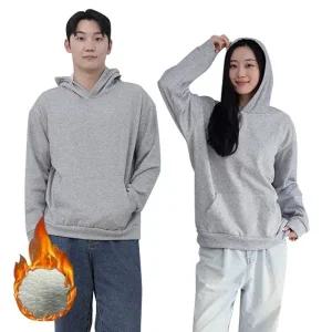 남녀공용 융털 기모 안감 끈없는 후드티 커플 오버핏