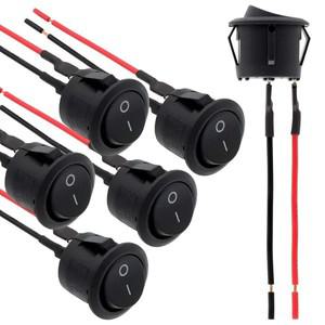 사전 배선된 케이블이  원형 스냅인 토글 스위치 검정색 2핀 로커 보트 자동 잠금