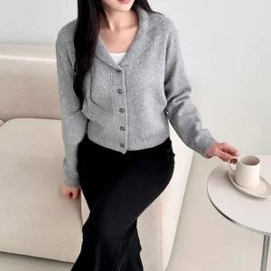 [라일리여성의류] Rly 여성 외출 이너 사무실 카라 포인트 울 니트 가